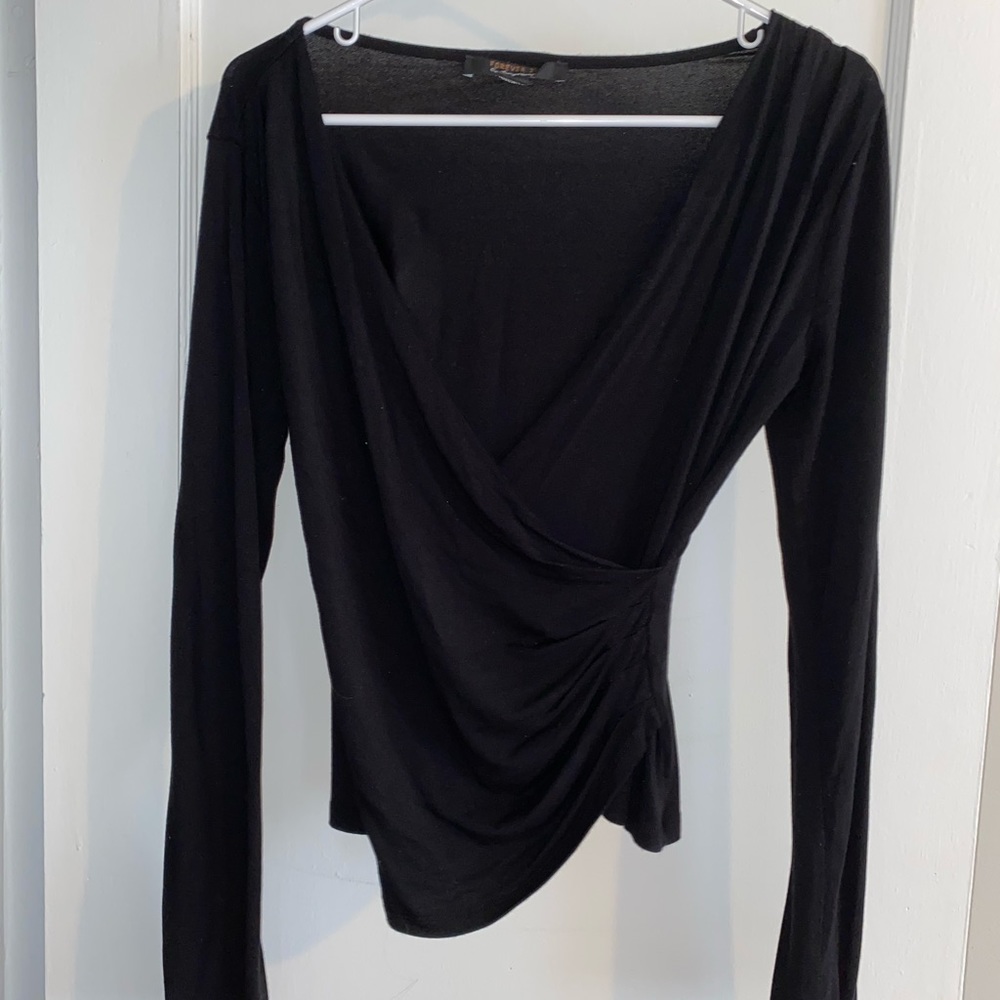 Black scoop neck top